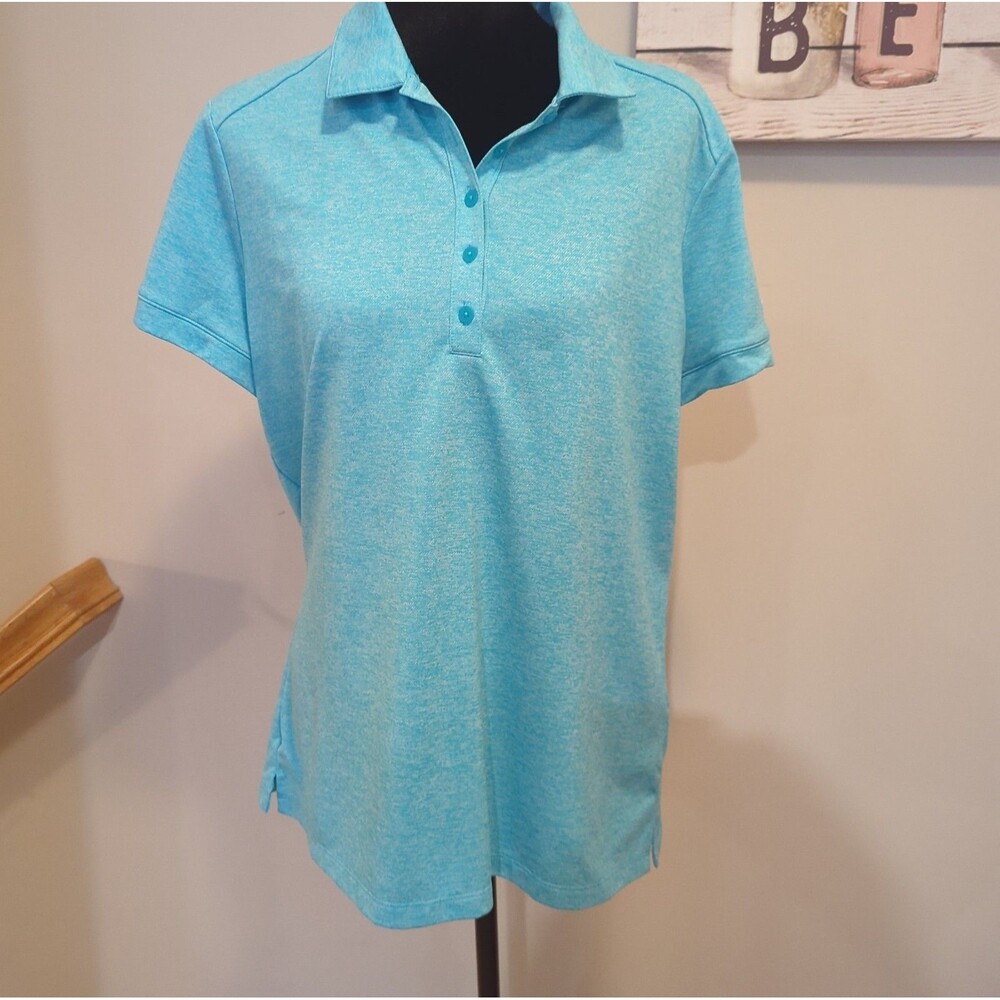 Nike Golf Polo Shirt Womens XL Turquoise Dri-FIT Short Sleeve Tagless